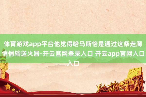 体育游戏app平台他觉得哈马斯恰是通过这条走廊悄悄输送火器-开云官网登录入口 开云app官网入口