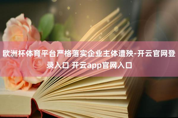 欧洲杯体育平台严格落实企业主体遭殃-开云官网登录入口 开云app官网入口