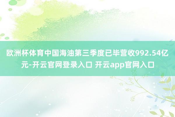 欧洲杯体育中国海油第三季度已毕营收992.54亿元-开云官网登录入口 开云app官网入口