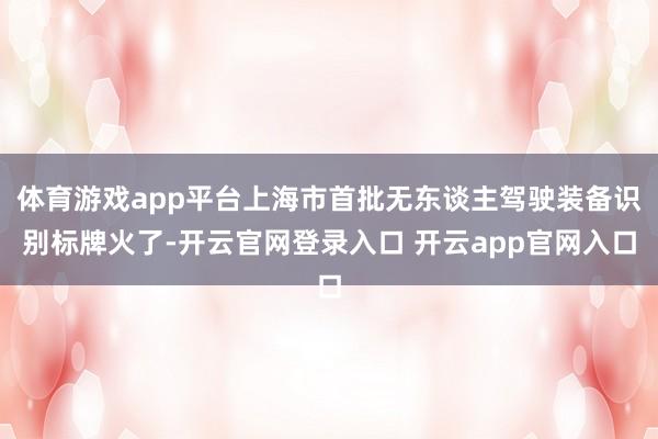 体育游戏app平台上海市首批无东谈主驾驶装备识别标牌火了-开云官网登录入口 开云app官网入口