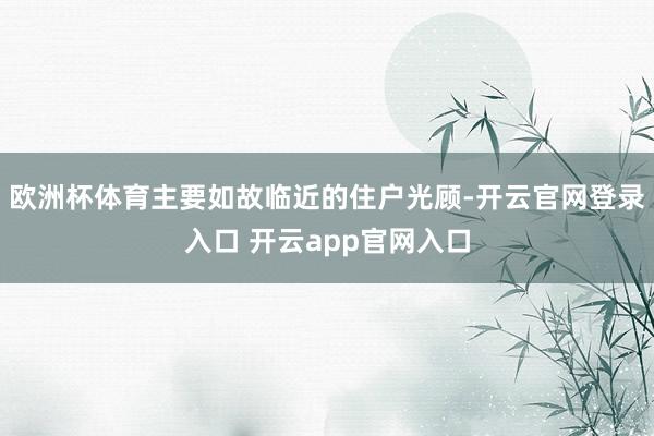 欧洲杯体育主要如故临近的住户光顾-开云官网登录入口 开云app官网入口