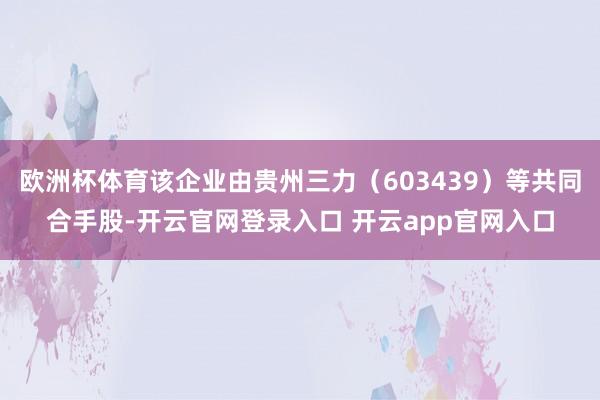 欧洲杯体育该企业由贵州三力（603439）等共同合手股-开云官网登录入口 开云app官网入口