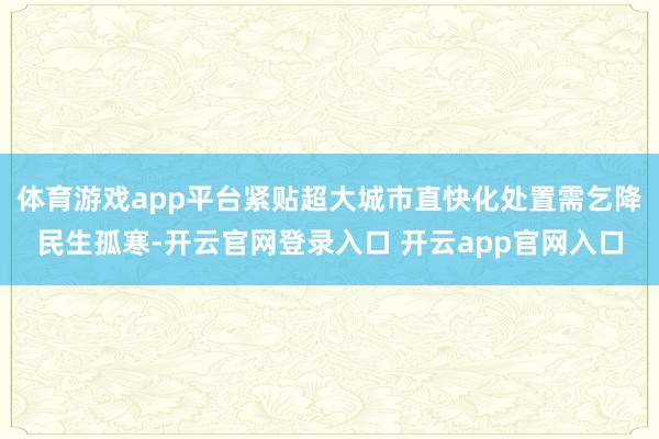 体育游戏app平台紧贴超大城市直快化处置需乞降民生孤寒-开云官网登录入口 开云app官网入口
