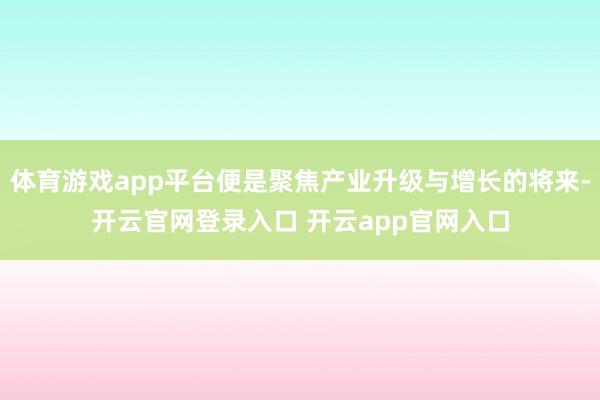体育游戏app平台便是聚焦产业升级与增长的将来-开云官网登录入口 开云app官网入口
